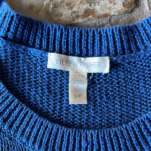 Eileen Fisher Slate Blue Loose Knit Sweater Size Small - Picture 4 of 7